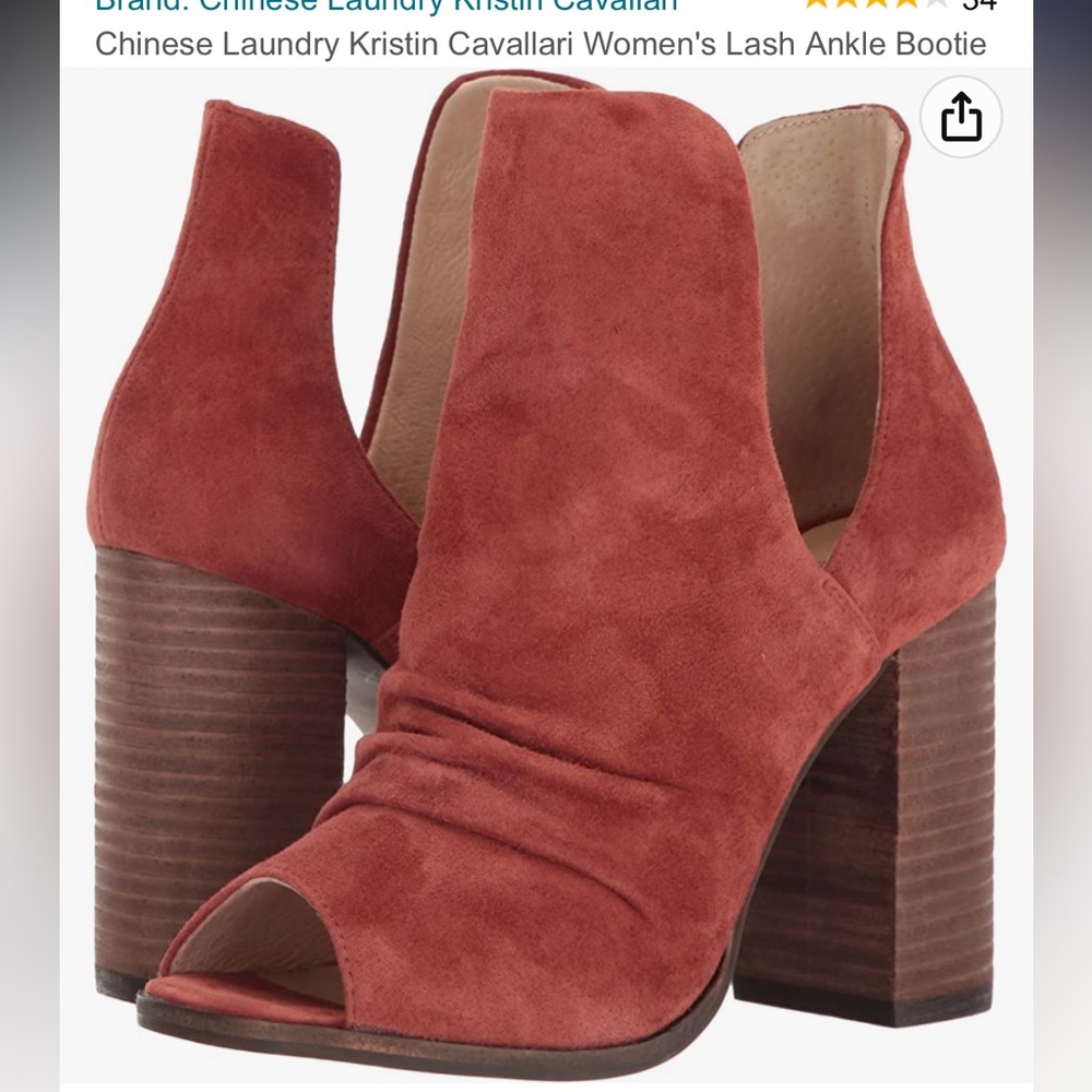 Chinese Laundry Kristin Cavallari Lash Ankle Peep-toe Bootie in Brandy Suede